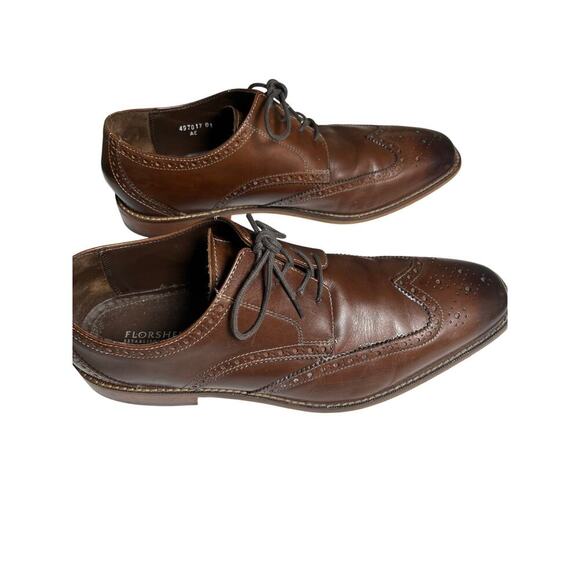Florsheim Men’s 11D Wingtip Oxford‎ Shoes Brown Leather Brogue Dress - Picture 2 of 14